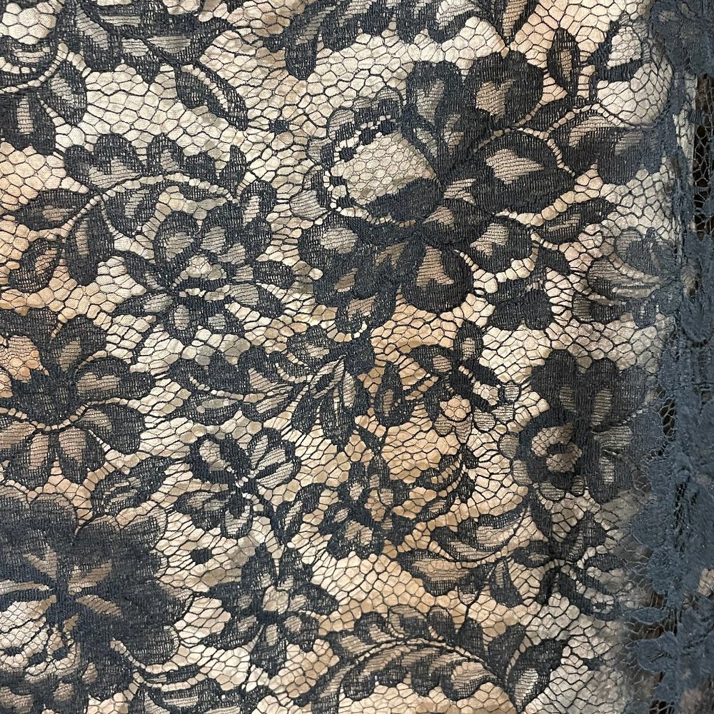 NWT Oscar de la Renta Black Lace Long-Sleeve Fit-and-Flare Dress - Picture 11 of 15